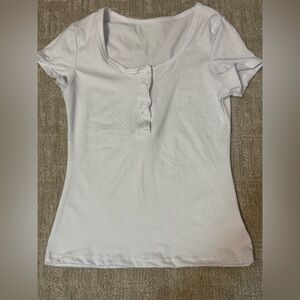 SHEIN White Short Sleeve Button-Up Tee